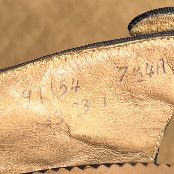 Vintage 40s Gold Cross Shoe Pumps Blue Heels Decorative Wrap Blue Open Toe Retro - Picture 5 of 13